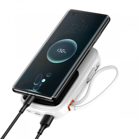 Baseus Qpow Digital Display powerbank with fast charging 20000mAh 22.5W QC/PD/SCP/FCP with built-in USB-C cable white [2]