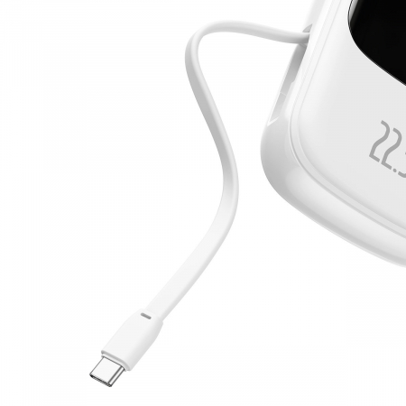 Baseus Qpow Digital Display powerbank with fast charging 20000mAh 22.5W QC/PD/SCP/FCP with built-in USB-C cable white [5]