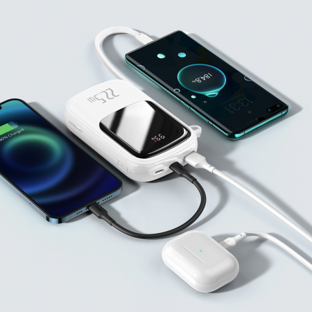 Baseus Qpow Digital Display powerbank with fast charging 20000mAh 22.5W QC/PD/SCP/FCP with built-in USB-C cable white [6]