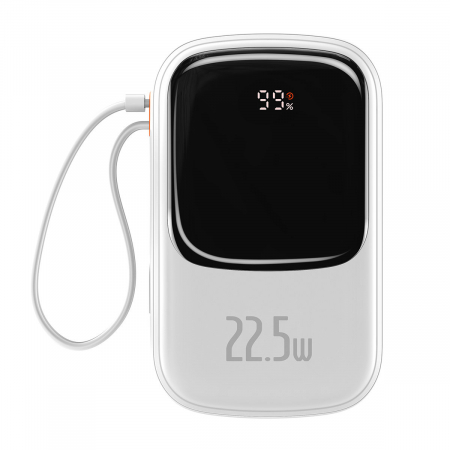 Baseus Qpow Digital Display powerbank with fast charging 20000mAh 22.5W QC/PD/SCP/FCP with built-in USB-C cable white [0]