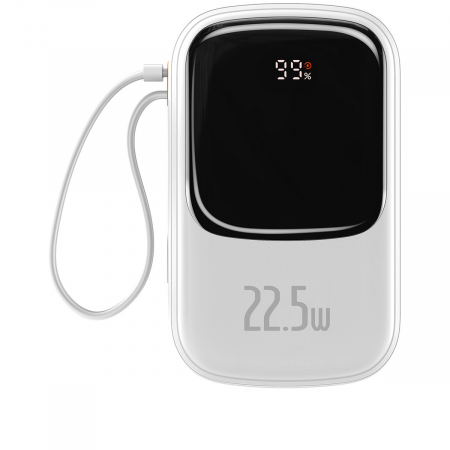 Baseus Qpow Digital Display powerbank with fast charging 20000mAh 22.5W QC/PD/SCP/FCP with built-in USB-C cable white [1]