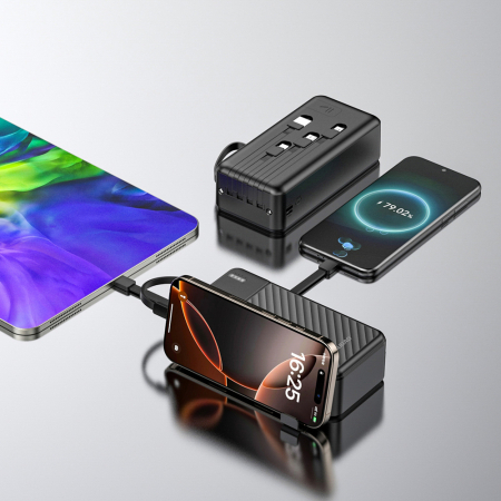 Baterie externă Dudao K11 Max 30000mAh – Cabluri Încorporate, Lanternă LED, Încărcare Rapidă, USB-A & USB-C, Negru [5]