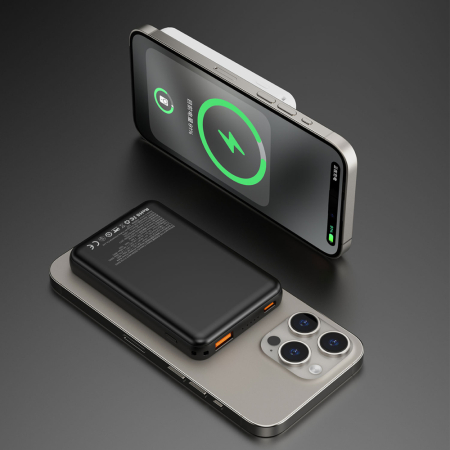 Baterie externă Dudao K14S 5000mAh – Wireless MagSafe, USB-C 20W, Încărcare Rapidă, Negru [6]
