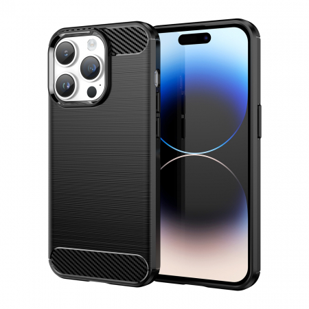 iPhone - Carbon Case iPhone 14 Pro flexible gel back cover black