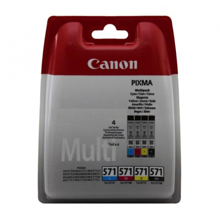 Cerneală - Cartus cerneala Canon CLI-571MULTI, multipack (cyan,magenta,yellow,black), pentru Canon Pixma MG6850/MG6851, Canon Pixma MG5750/MG5751, Canon Pixma MG7750/MG7751/MG7752.