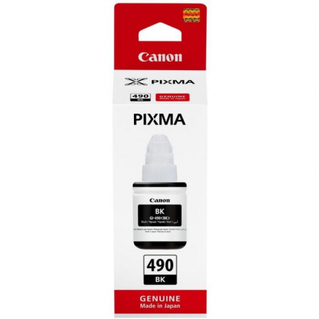 Cerneală Originală - Cartus cerneala Canon GI-490 BK, pigment black, capacitate 135ml, pentru echipamente CISS G1400 / G2400 / G3400 / G4400 / G1411 / G2411 / G3411 / G4411.
