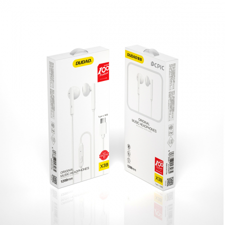 Căști cu fir Dudao USB tip C 1,2 m alb (X3B-W) [2]