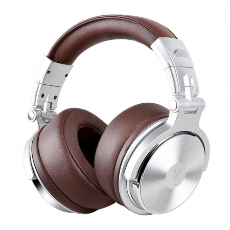 Căști audio PC - Căști OneOdio Pro30 argintii – Drivere de 50 mm, sunet Hi-Res, design over-ear și cabluri detașabile 3.5 mm/6.35 mm