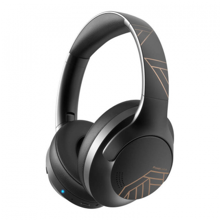Căști audio PC - Căști Wireless PowerLocus P3 – Sunet Hi-Fi, Anulare Zgomot, Autonomie 50 Ore, Bluetooth 5.3, Design Negru-Auriu
