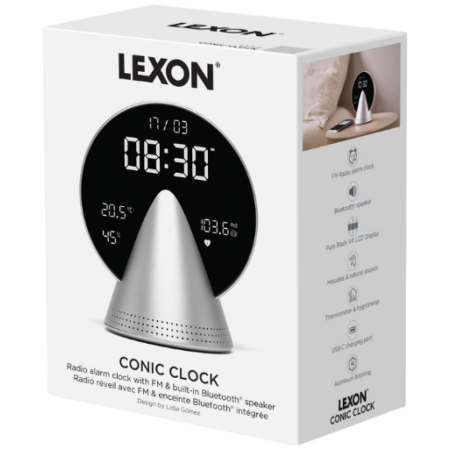 Ceas deșteptător Lexon Conic Clock argintiu [4]
