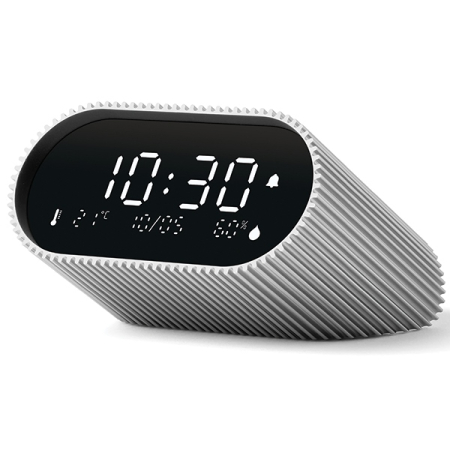 Ceas deșteptător Lexon Ray Clock argintiu cu temperatură și umiditate [1]