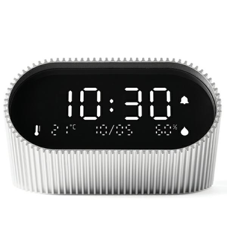 Corpuri de iluminat - Ceas deșteptător Lexon Ray Clock argintiu cu temperatură și umiditate