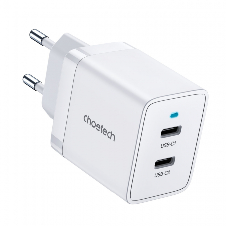 Încărcătoare dispozitive mobile - Choetech 2xUSB-C PD 40W charger white (Q5006-EU)