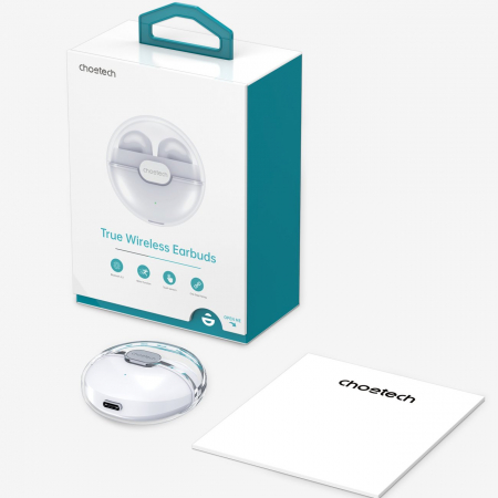 Căști Wireless Choetech TWS BH-T08 Alb – Sunet Clar, Autonomie Lungă, Cu Carcasă de Încărcare [6]