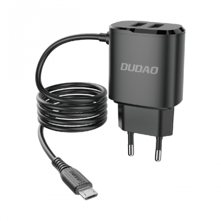 Dudao 2x USB incarcator with built-in USB Type C cable 12 W black (A2ProT black) [0]