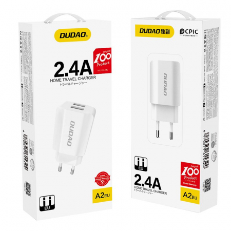 Dudao EU wall charger 2x USB 5V / 2.4A white (A2EU white) [1]