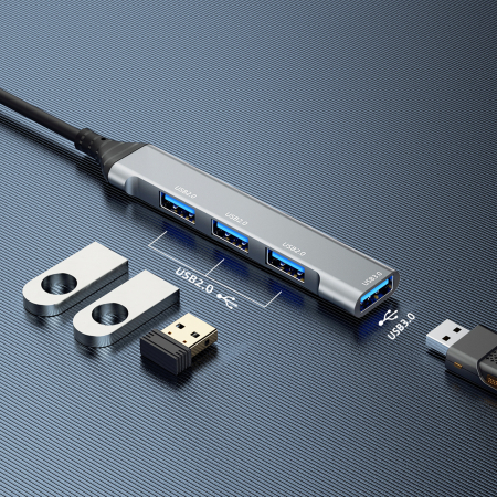 Dudao HUB 4in1 USB-A - 4x USB-A (3 x USB2.0 / USB3.0) 6.3cm black (A16B) [2]