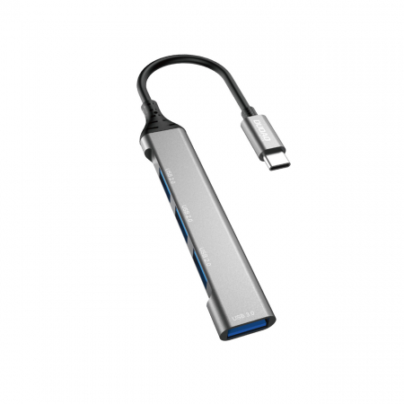 HUB-uri - Dudao HUB 4in1 USB-C - 4x USB-A (3 x USB2.0 / USB3.0) 6.3cm black (A16T)