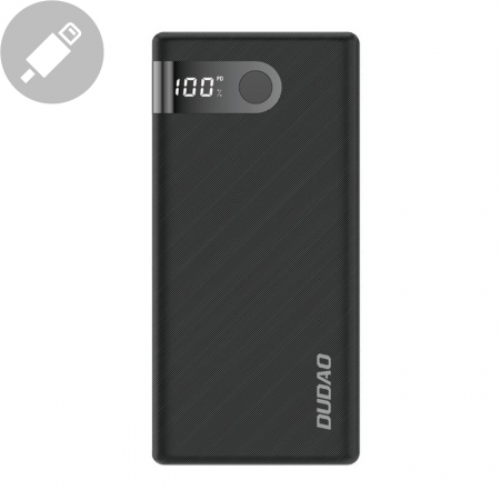 Dudao powerbank 10000 mAh 2x USB / USB Type C / micro USB 2 A with LED screen black (K9Pro-02) [5]