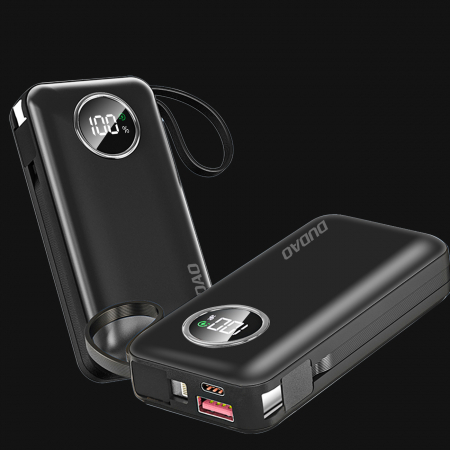 Dudao powerbank 10000mAh 1xUSB-A / 1xUSB-C 22.5W with built-in cable 1xLightning / 1xUSB-C black (K15sB) [2]