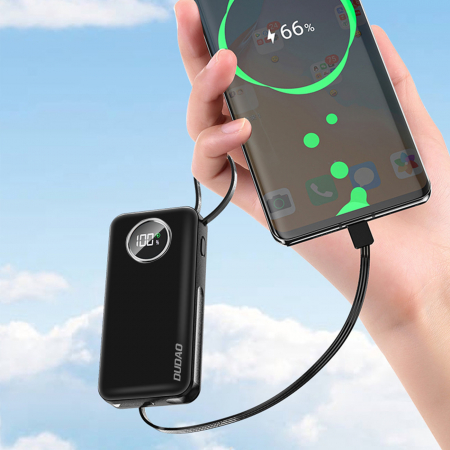 Dudao powerbank 10000mAh 1xUSB-A / 1xUSB-C 22.5W with built-in cable 1xLightning / 1xUSB-C black (K15sB) [4]