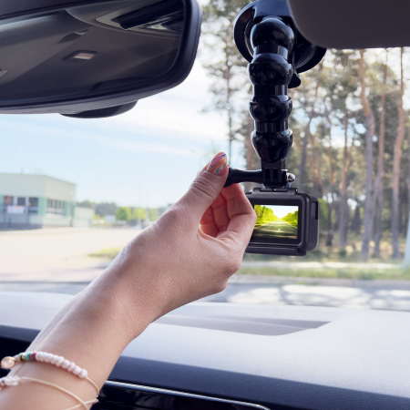 Suport GoPro cu ventuză pentru camere sport GoPro, DJI, Insta360, SJCam, Eken + adaptor smartphone (ventuza auto GoPro) [9]