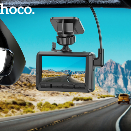 Hoco - Cameră de filmare a vehiculului (DV2) - Înregistrare de conducere cu afișaj de 2,45 inchi, ultra-larg, mod noapte, 1080p, 30 fps - negru [6]