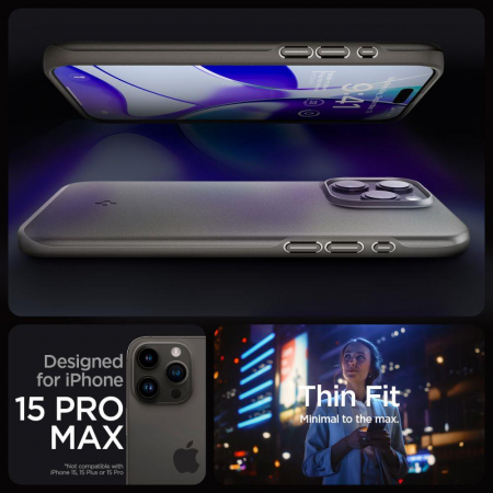 Husa Spigen Thin Fit, gunmetal - iPhone 15 Pro Max [7]