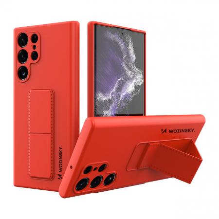 Huse telefoane mobile / Folie de protecţie - Husa Wozinsky Kickstand Husa suport din silicon pentru Samsung Galaxy S22 Ultra rosu