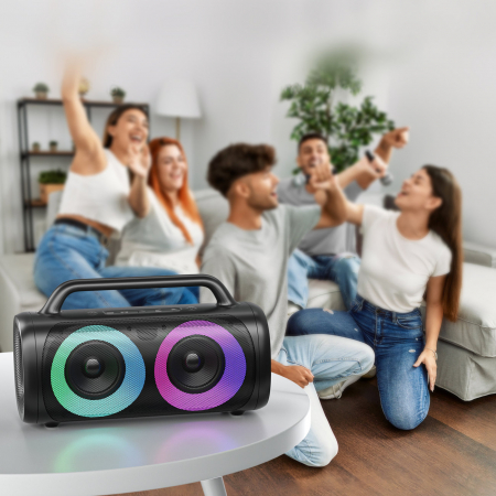 Joyroom 5.1 wireless bluetooth speaker with LED color lighting black (JR-MW02) [6]