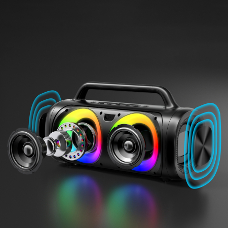 Joyroom 5.1 wireless bluetooth speaker with LED color lighting black (JR-MW02) [2]