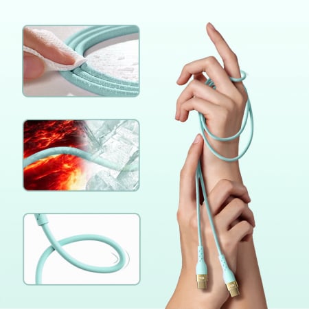 Joyroom Liquid Silicone USB Type C - USB Type C charging / data cable PD 100W 2m green (S-2050N18-10) [5]