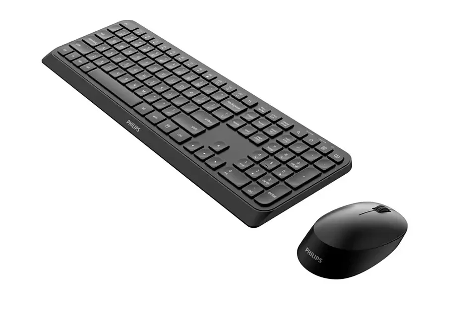 Kit tastatură + mouse wireless Philips SPT6307 – 2.4GHz, 104 taste, ergonomic, baterii incluse, silențios, ideal pentru birou [0]