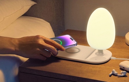 Lampă de noapte cu încărcare wireless Qi LDNIO Y3 albă – Iluminare reglabilă și încărcare rapidă pentru dispozitivele tale [3]