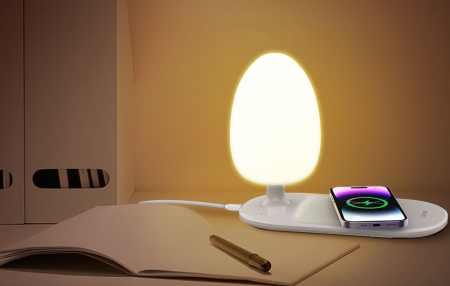 Smart Home - Lampă de noapte cu încărcare wireless Qi LDNIO Y3 albă – Iluminare reglabilă și încărcare rapidă pentru dispozitivele tale
