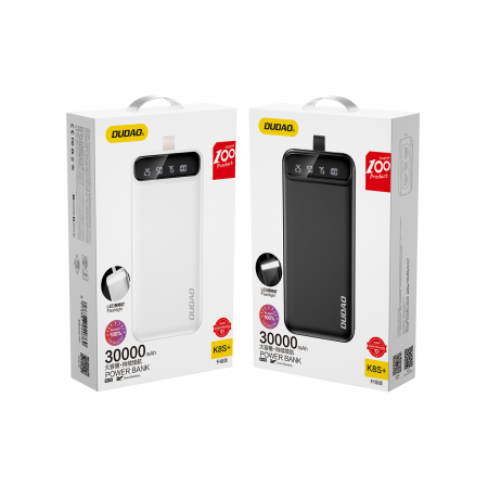 Powerbank Dudao 30000 mAh 2x USB / USB-C cu lumină LED albă (K8s+ alb) [3]