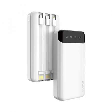 Powerbank Dudao cu 3 cabluri incorporate 20000mAh USB Type C + micro USB + Lightning white (Dudao K6Pro +) [0]