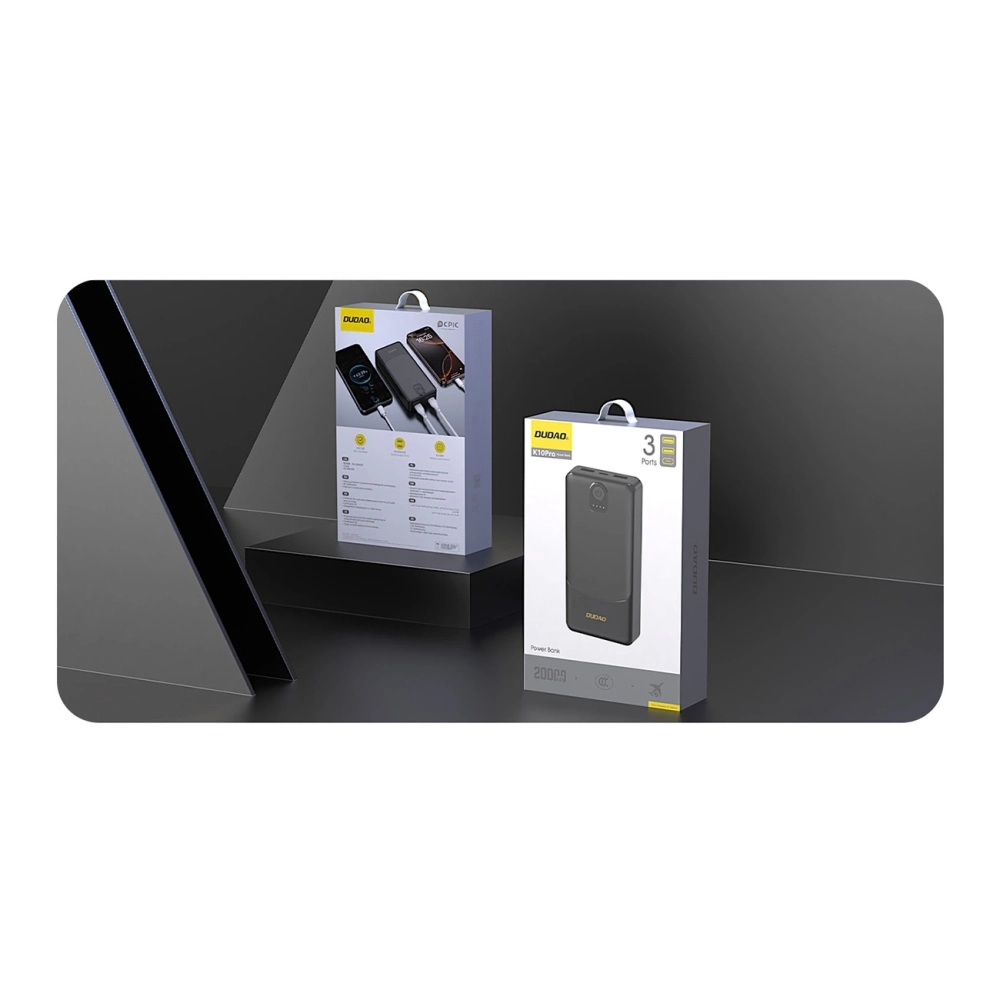 Powerbank Dudao K10Pro 20000mAh – Încărcător portabil 2.4A, 2 x USB-A, Design Slim, Negru [3]