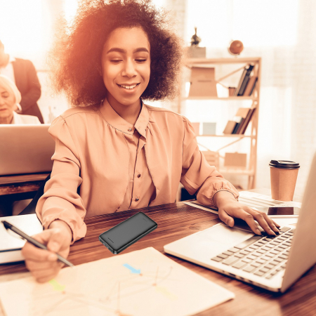 PowerBank HOCO Smart (J111) - 2x USB, Type-C, cu LED pentru verificarea bateriei, 2A, 10000mAh - Alb [3]