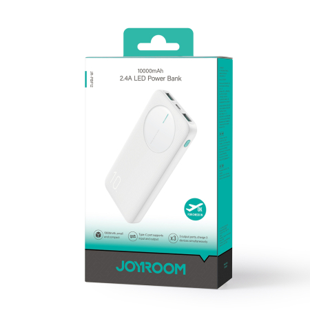 Powerbank Joyroom JR-PBF12 10000mAh – Încărcare Rapidă 2.4A, 2x USB-A, USB-C, Design Subțire, Alb [6]