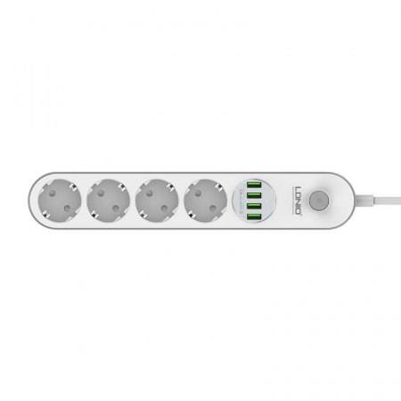 Priză multiplă cu 4 prize AC, 4x USB, LDNIO SE4432, 2m (alb) [2]