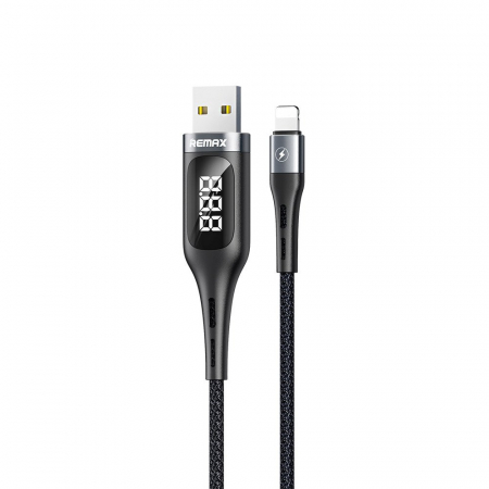 Lightning - Remax Intelligent Digital Data USB - Lightning Cable overcharge protection programmable timer 2,1 A 1,2 m black (RC-096i black)