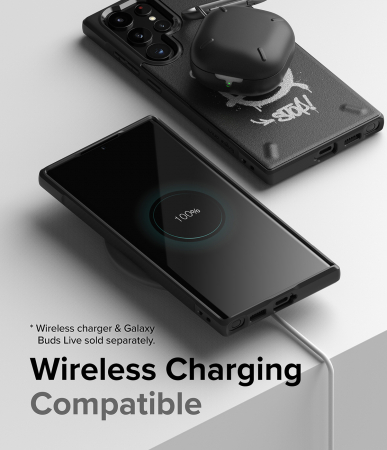 Husă durabilă din TPU Ringke Onyx Design pentru Samsung Galaxy S22 Ultra negru (Graffiti) () [3]