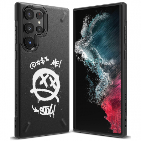 Husă durabilă din TPU Ringke Onyx Design pentru Samsung Galaxy S22 Ultra negru (Graffiti) () [0]