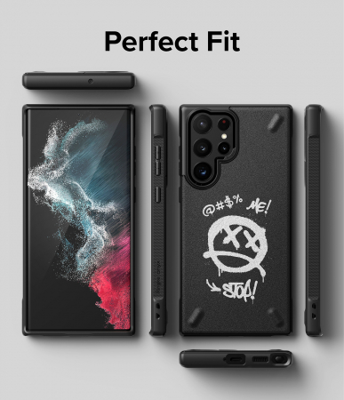Husă durabilă din TPU Ringke Onyx Design pentru Samsung Galaxy S22 Ultra negru (Graffiti) () [4]