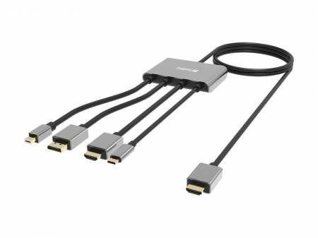 Adaptor Sandberg All‑In‑1 Display Hub – HDMI, USB-C, DisplayPort, Mini DP, 4K@60Hz, cablu 2m inclus, ideal pentru conferințe și birouri [3]