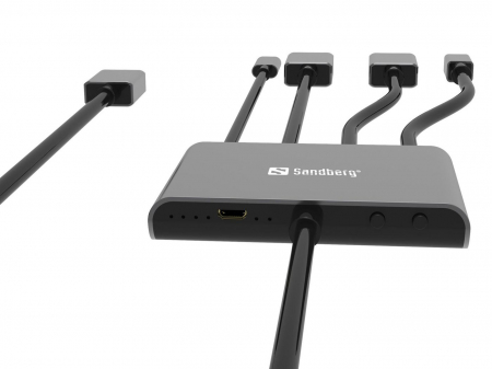 Adaptor Sandberg All‑In‑1 Display Hub – HDMI, USB-C, DisplayPort, Mini DP, 4K@60Hz, cablu 2m inclus, ideal pentru conferințe și birouri [1]