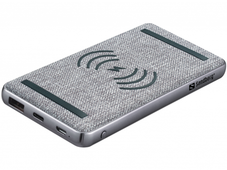 Baterie externă - Powerbank Sandberg 10000 mAh PD 20W cu Încărcare Wireless 15W, Port USB-C, USB-A și Dual Charging pentru Telefoane și Dispozitive Electronice