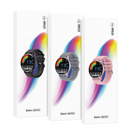 Smartwatch HOCO Amoled (Y15) - Femei și bărbați, Monitor de somn pentru ritm cardiac, 1,43 inci, Apeluri Bluetooth 5.0, IP68, 260mAh - Negru [2]