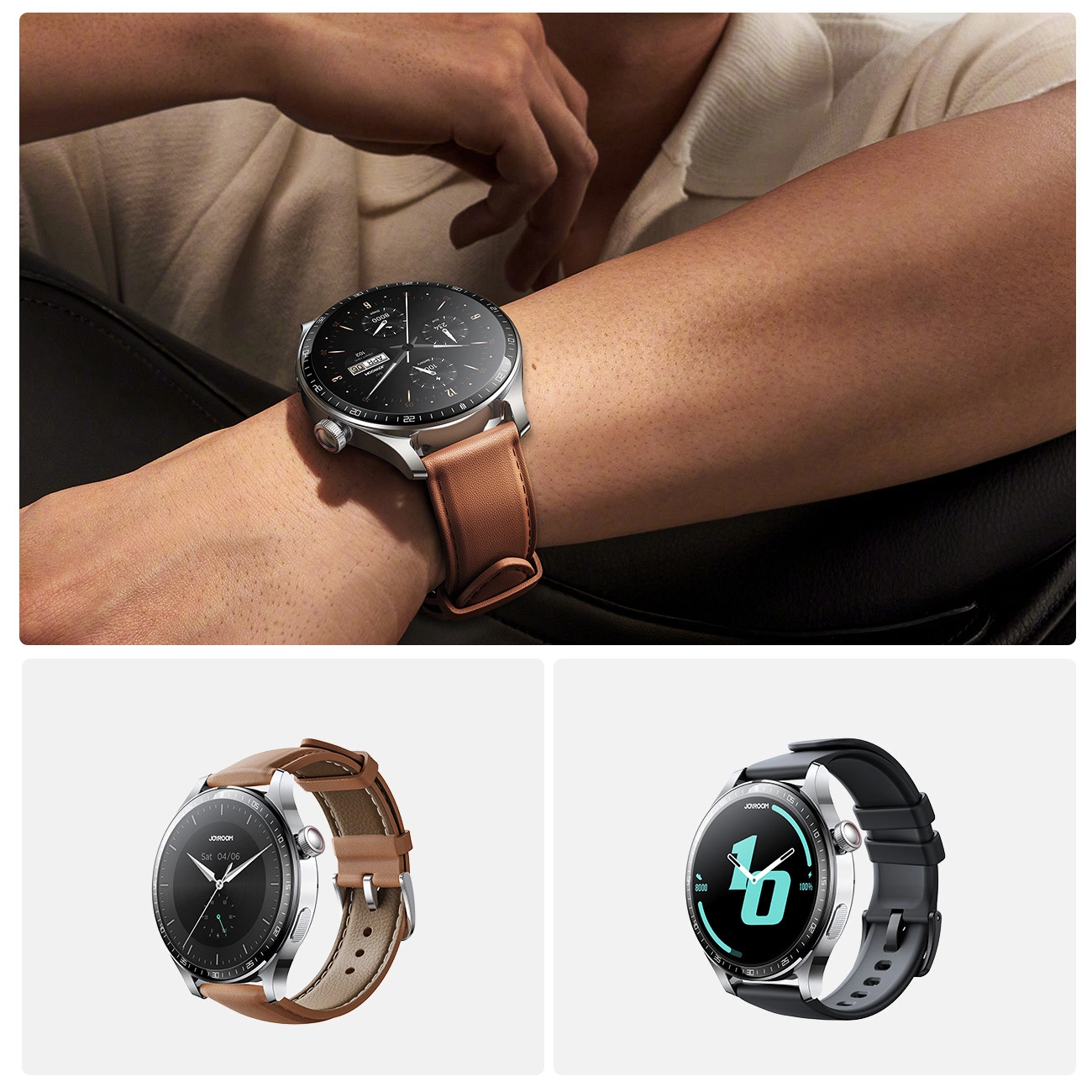 Smartwatch Joyroom Classic Series JR-FC2 PRO cu funcție de răspuns la apel - argintiu + curea cadou in cutie - Joyroom [9]